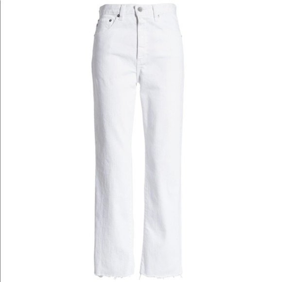AG White High Waist Raw Hem Ankle Straight Leg Denim Jeans NWT 27 - Picture 5 of 6